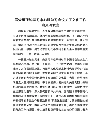 局X组理论学习中心组学习会议关于文化工作的交流发言.docx