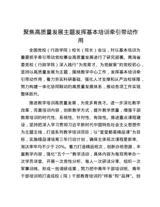 聚焦高质量发展主题 发挥基本培训牵引带动作用.docx