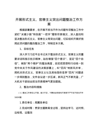 开展形式主义、官僚主义突出问题整治工作方案.docx