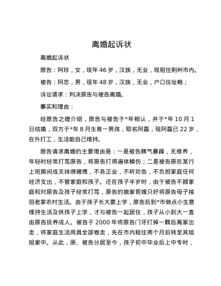 离 婚 起 诉 状.docx