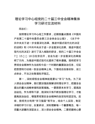 理论学习中心组X的二十届三中全会精神集体学习研讨交流材料.docx