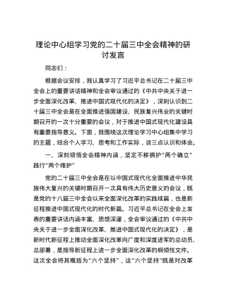 理论中心组学习X的二十届三中全会精神的研讨发言.docx