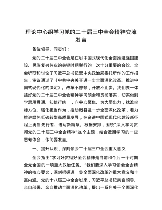 理论中心组学习X的二十届三中全会精神交流发言.docx