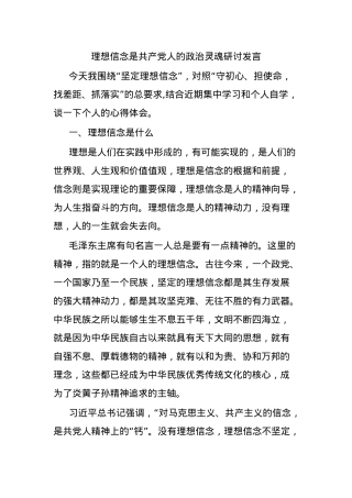 理想信念是共产X人的ZZ灵魂研讨发言.docx