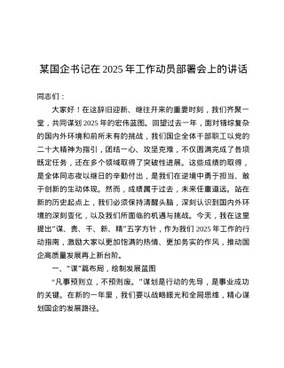 某国企书记在2025年工作动员部署会上的讲话.docx