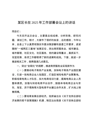 某区长在2025年工作部署会议上的讲话.docx