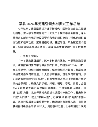 某县2024年X建引领乡村振兴工作总结.docx