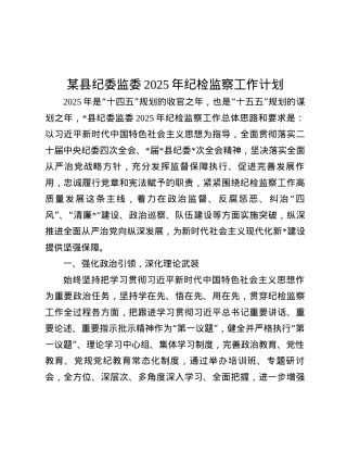 某县纪委监委2025年纪检监察工作计划.docx