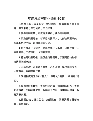 年度总结写作小标题40组.docx
