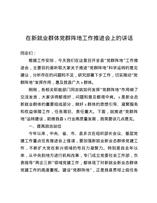 在新就业群体X群阵地工作推进会上的讲话.docx