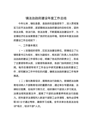 镇法治政府建设年度工作总结.docx