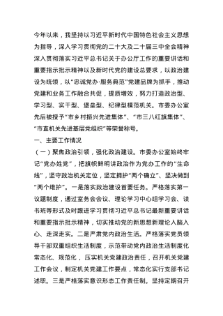 市委办公室党组书记2024年度抓基层党建工作述职报告.docx