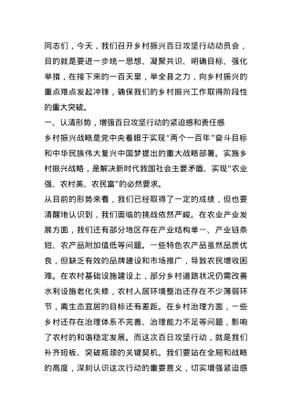 副县长在乡村振兴百日攻坚行动动员会上的讲话.docx
