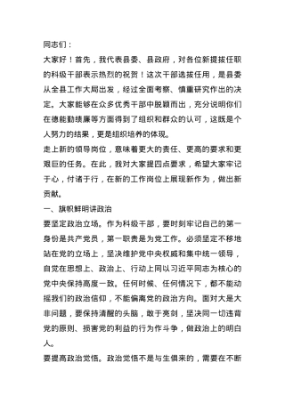 在全县新提拔科级干部任前集体谈话会上的讲话.docx