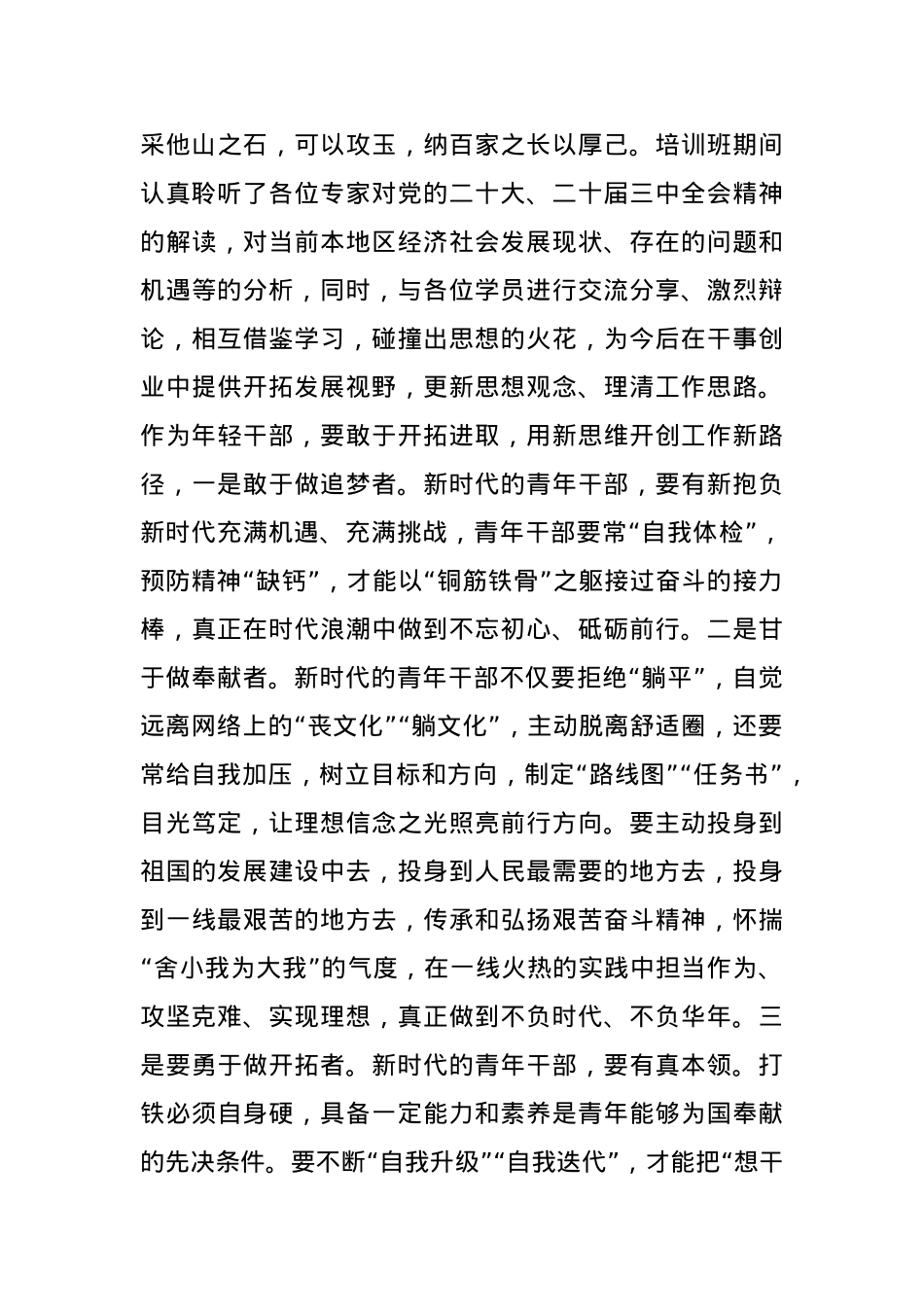 2024年青年干部培训班个人总结.docx_第3页