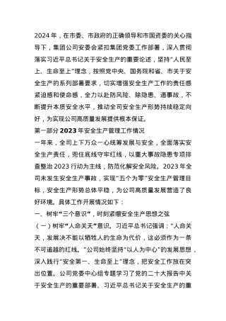 国有企业2024年全司安全生产工作总结.docx