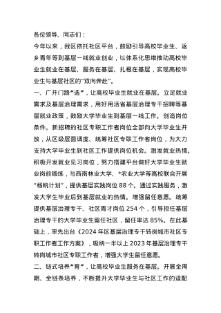 副区长在全市高校毕业生就业经验分享会上的汇报发言.docx