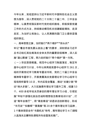 某海关党组2024年落实全面从严治党主体责任情况的报告.docx