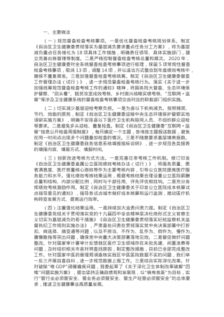 卫健系统统筹规范督查检查考核为基层减负有关工作情况总结.docx