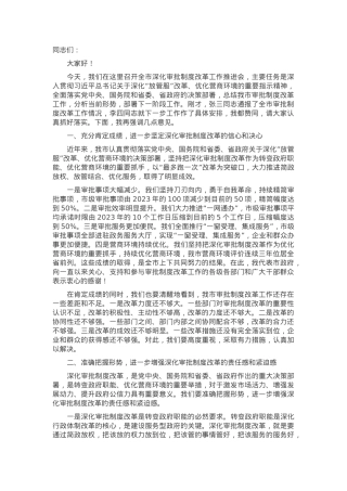常务副市长在2024年全市深化审批制度改革工作推进会上讲话.docx