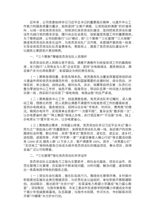 国有企业关于党员突击队建设工作情况的报告.docx