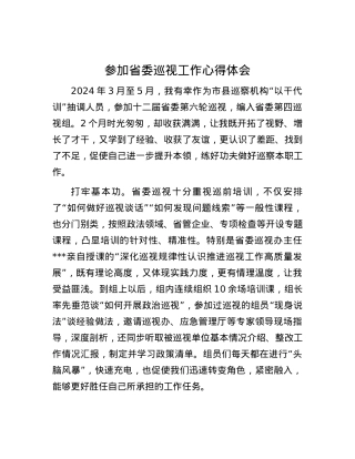 参加省委巡视工作心得体会.docx