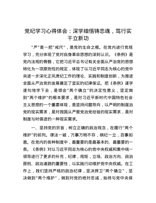 党纪学习心得体会：深学细悟铸忠魂，笃行实干立新功.docx