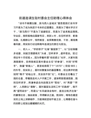 街道选调生驻村委会主任助理心得体会.docx