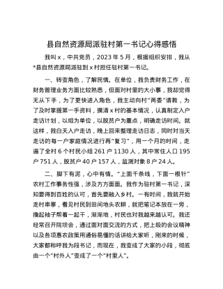 县自然资源局派驻村第一书记心得感悟.docx