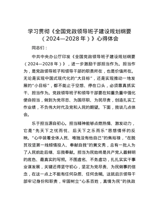 学习贯彻《全国党政领导班子建设规划纲要（2024—2028年）》心得体会.docx