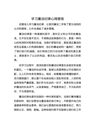 学习廉洁纪律心得感悟.docx