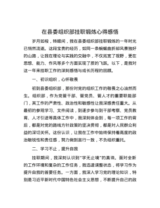在县委组织部挂职锻炼心得感悟.docx