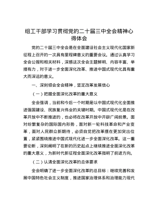 组工干部学习贯彻党的二十届三中全会精神心得体会.docx
