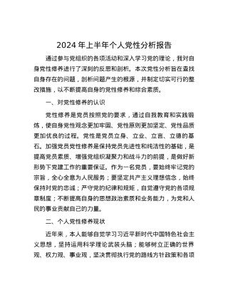 2024年上半年个人党性分析报告.docx