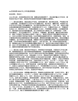 xx区财政局2024年上半年度述职报告.docx