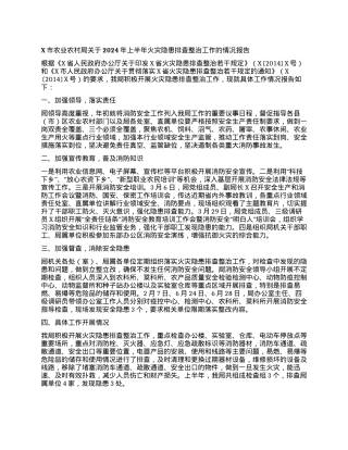 X市农业农村局关于2024年上半年火灾隐患排查整治工作的情况报告.docx