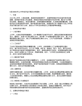 X县2024年上半年经济运行情况分析报告.docx