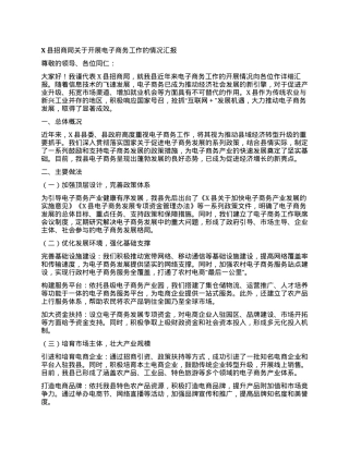 X县招商局关于开展电子商务工作的情况汇报.docx