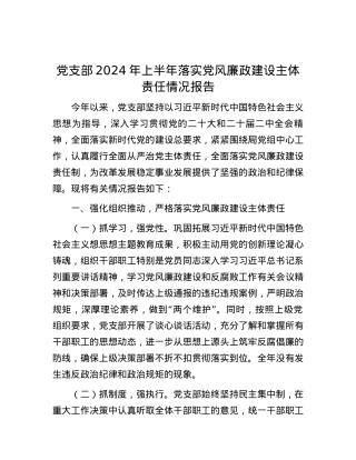 党支部2024年上半年落实党风廉政建设主体责任情况报告.docx