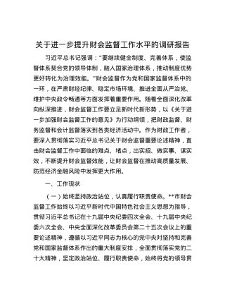 关于进一步提升财会监督工作水平的调研报告.docx