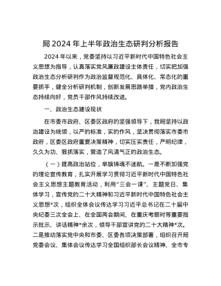 局2024年上半年政治生态研判分析报告.docx