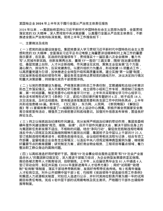 某国有企业2024年上半年关于履行全面从严治党主体责任报告.docx