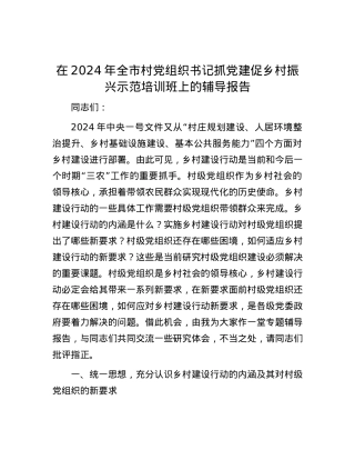 在2024年全市村党组织书记抓党建促乡村振兴示范培训班上的辅导报告.docx