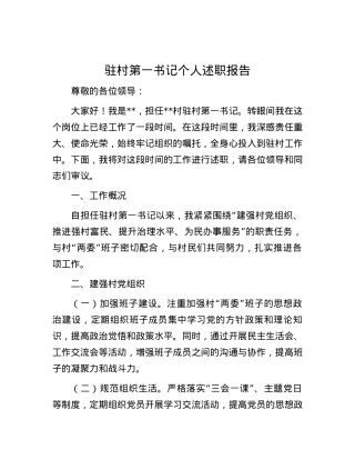 驻村第一书记个人述职报告.docx