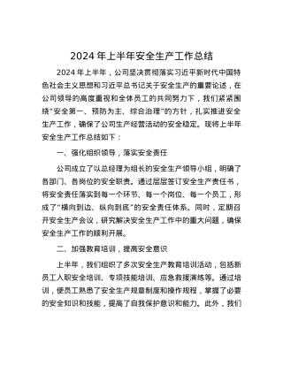2024年上半年安全生产工作总结.docx