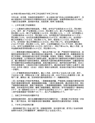 xx市统计局2024年度上半年工作总结和下半年工作计划.docx