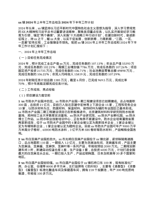 xx镇2024年上半年工作总结及2024年下半年工作计划.docx