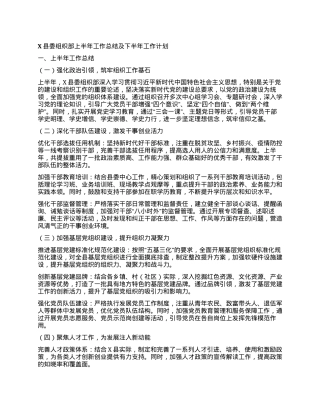 X县委组织部上半年工作总结及下半年工作计划.docx