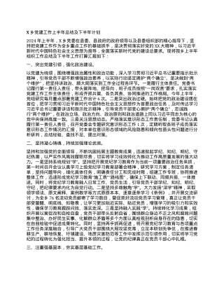 X乡党建工作上半年总结及下半年计划.docx