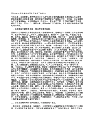 国企 2024 年上半年全面从严治党工作总结.docx